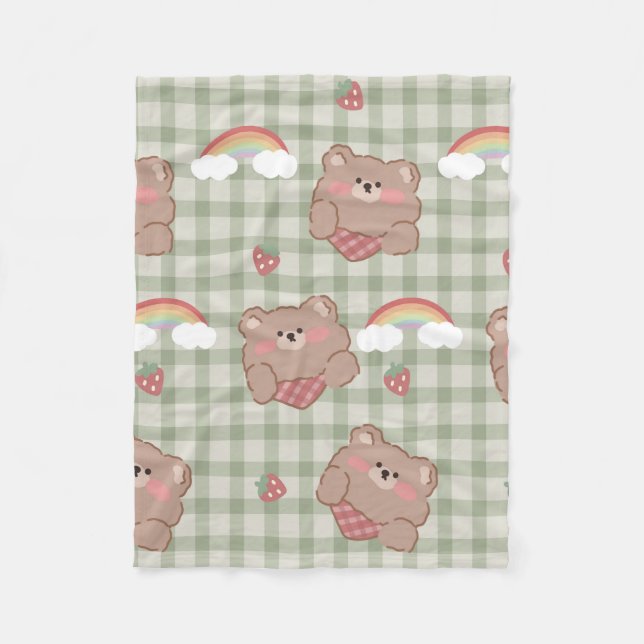 Manta Polar Teddy Bear & Rainbow Sherpa Blanket (Anverso)