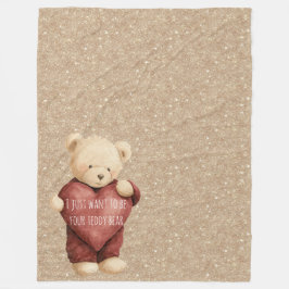 Manta Polar Teddy Bear Red Heart Gold Glitter