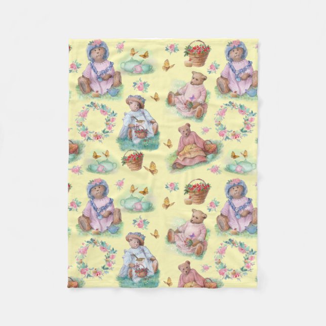 Manta Polar Teddy Bear Tea Time Amarillo (Anverso)