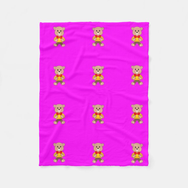 Manta Polar Teddy Bears Magenta rosa moderno (Anverso)