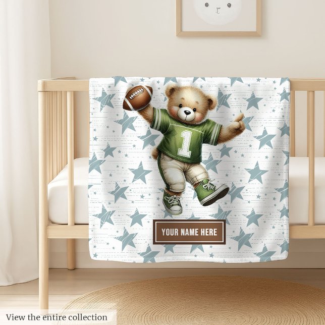 Manta Polar Teddy Blanket de fútbol americano con nombre perso (American Football Teddy Blanket with Custom Name)