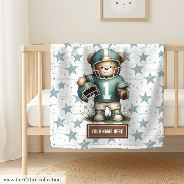 Manta Polar Teddy Blanket de fútbol americano para niños peque (Personalized football teddy bear blanket, ideal for boy birthday gift and nursery decor.)