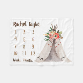 Manta Polar Teepee Monthly Baby Girl Milestone Blanket