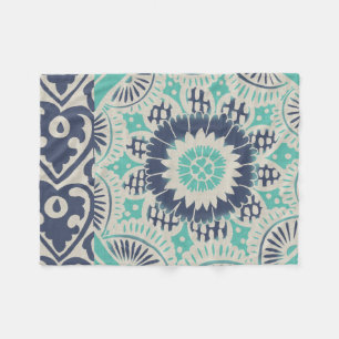 Manta Polar Teja azul III del batik