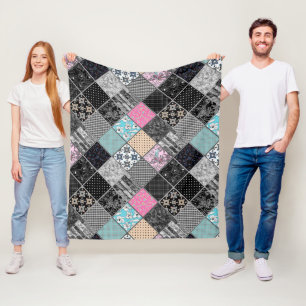 Manta Polar Tejidos de mosaicos de colores retro