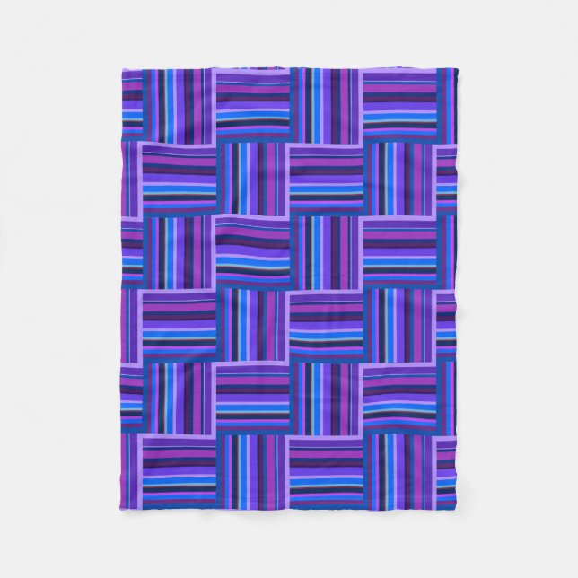 Manta Polar Tejidos de rayas azules y violetas (Anverso)