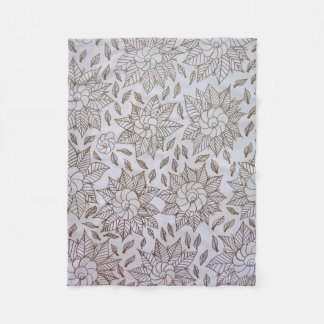 Manta Polar Tejidos florales blancos y negros