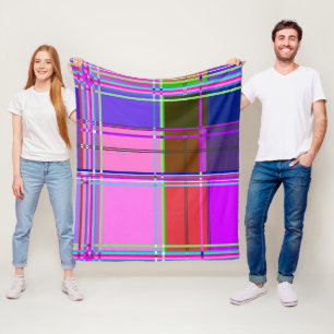 Manta Polar Tela de cuadros rosa estampado de Madras