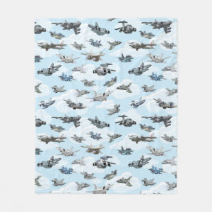 Manta Polar tela de patrón de aviones de guerra personalizados
