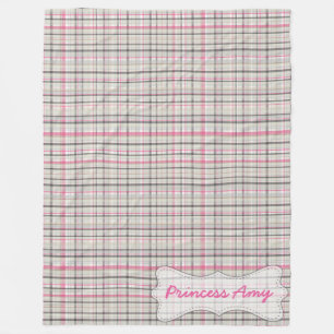 Manta Polar Tela escocesa gris y rosada personalizada