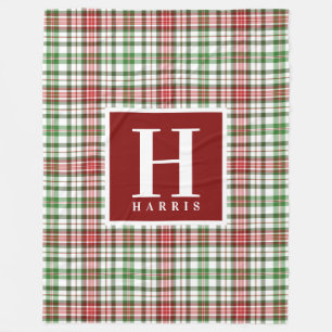 Manta Polar Tela escocesa inicial personalizada del navidad