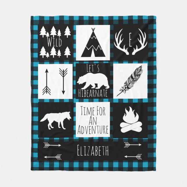 Manta Polar Tela escocesa salvaje tribal del azul de los (Anverso)