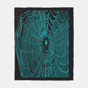 Manta Polar Telaraña de Halloween Artística Doodle en Turquesa