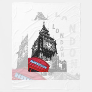 Manta Polar Teléfono del rojo de Londres Big Ben
