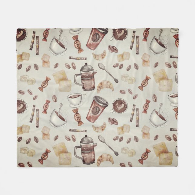 Manta Polar Tema de Coffee Lover  (Frente (Horizontal))