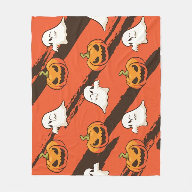 Manta Polar Tema de la calabaza Halloween, patrón sin fisuras. (Anverso)