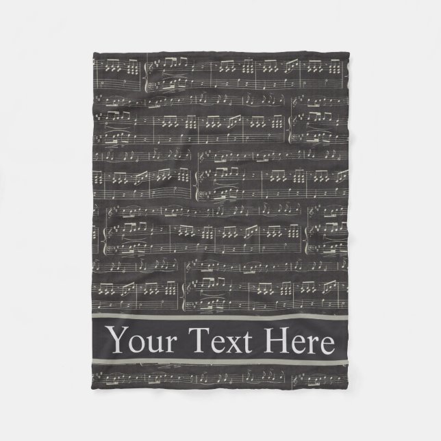 Manta Polar tema de música de patrón de notas de música negro  (Anverso)