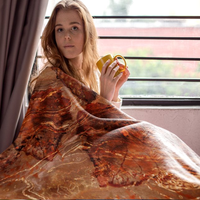 Manta Polar Tema de otoño deja Terracotta (Fall Theme Leaves Terracotta Fleece Blanket girl mockup)