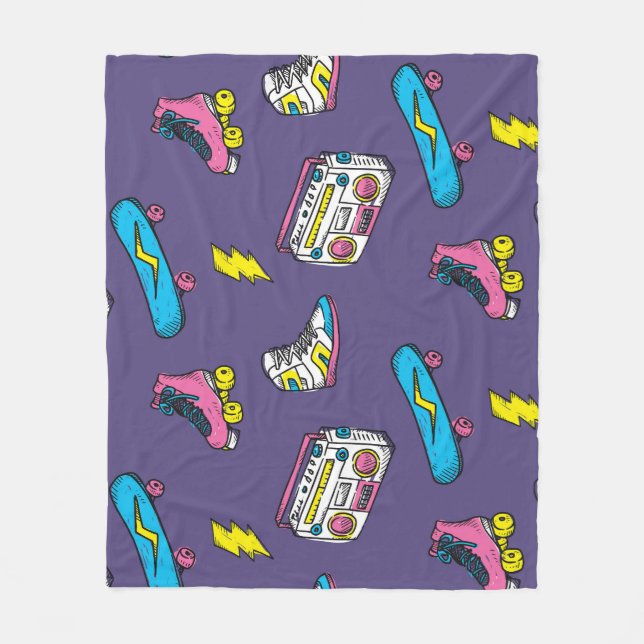 Manta Polar Tema del retro de patinaje sobre patinetas Vintage (Anverso)