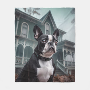 Manta Polar Temeroso susto de Halloween en Boston Terrier