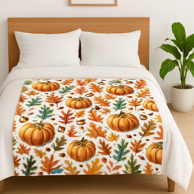 Manta Polar Temporada de calabaza con hojas de otoño acogedora (Subido por el creador)