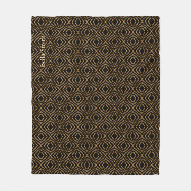 Manta Polar Temporada de Diamante Faux Gold en negro (Anverso)