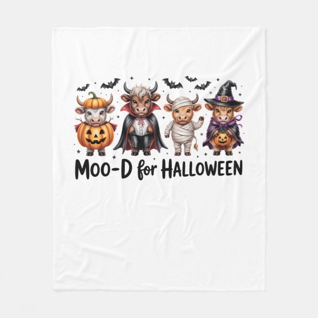 Manta Polar Temporada espeluznante de Highland Cow Halloween ( (Anverso)