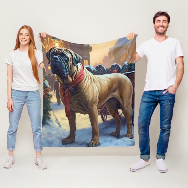 Manta Polar Temporada festiva de Navidades de bullmastiff (In situ)