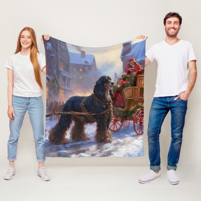 Manta Polar Temporada festiva de Navidades de Cocker Spaniel (In situ)