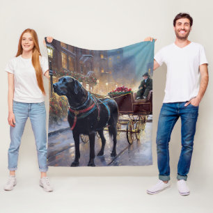 Manta Polar Temporada festiva de Navidades de Labrador Negro