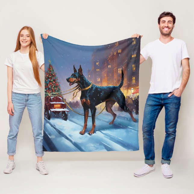 Manta Polar Temporada Navideña del Doberman (In situ)