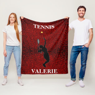 Manta Polar Tennis Red Faux Sparkle Fleece Blanket con nombre