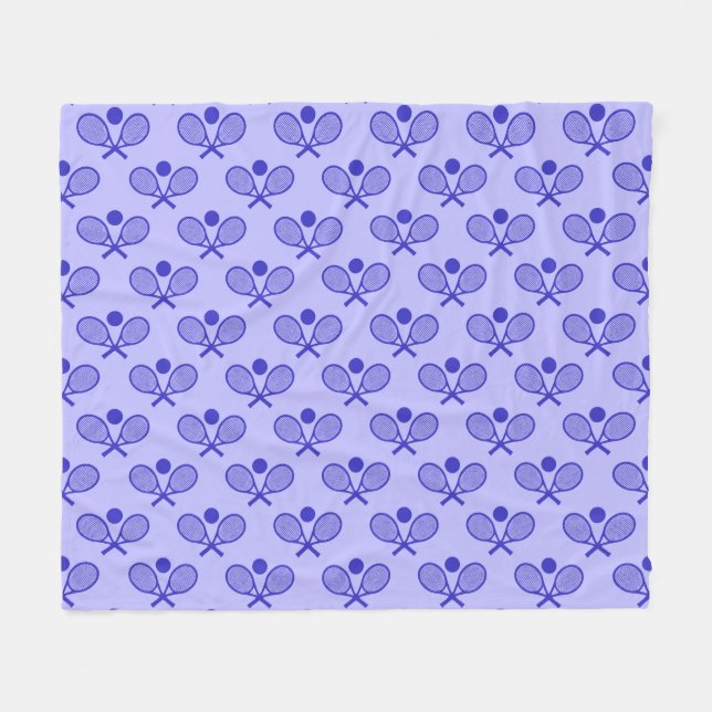 Manta Polar Tennis Seamless Pattern - Racket and Ball in Blue  (Frente (Horizontal))