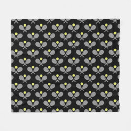 Manta Polar Tennis Seamless Pattern - Racket and Ball on Black