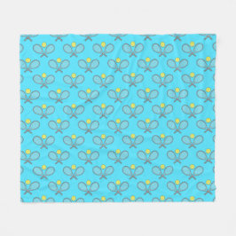 Manta Polar Tennis Seamless Pattern - Racket and Ball on Blue 