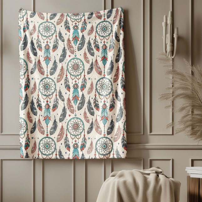 Manta Polar Terciopelador sagrado nativo textil inmaduro triba (Sacred Native Textile Timeless Tribal dreamcatcher Fleece Blanket)