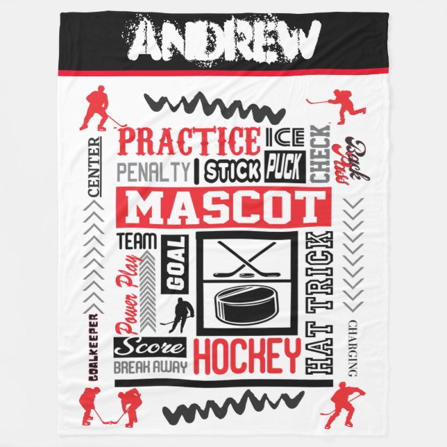 Manta Polar Terminología de hockey masculino personalizada (Anverso)