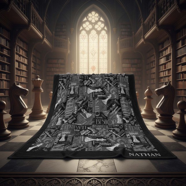 Manta Polar Términos y piezas de ajedrez ID784 en blanco y neg (Subido por el creador)