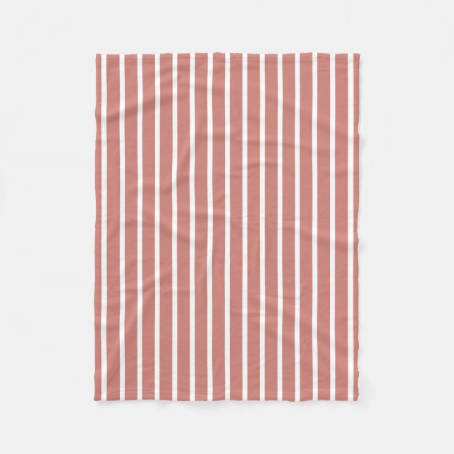 Manta Polar Terracota Listada Rosa Blanco (Anverso)