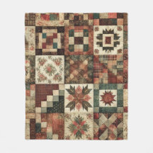 Terracota Patchwork Quilt Rustic Retro Vintage