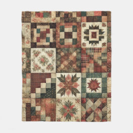 Manta Polar Terracota Patchwork Quilt Rustic Retro Vintage