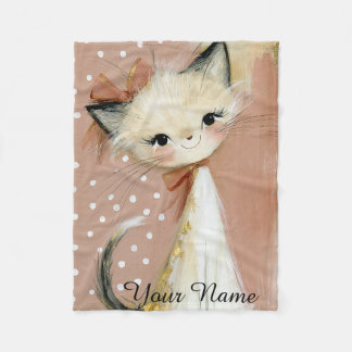 Manta Polar Terracota Rosa Polvoriento Rosa Acentuados Gato Pe