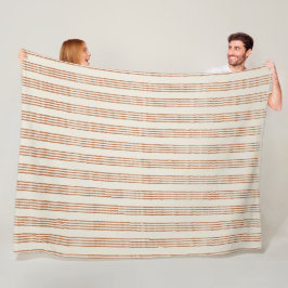 Manta Polar Terracotta Cream Moderno Stripe Boho Minimalista