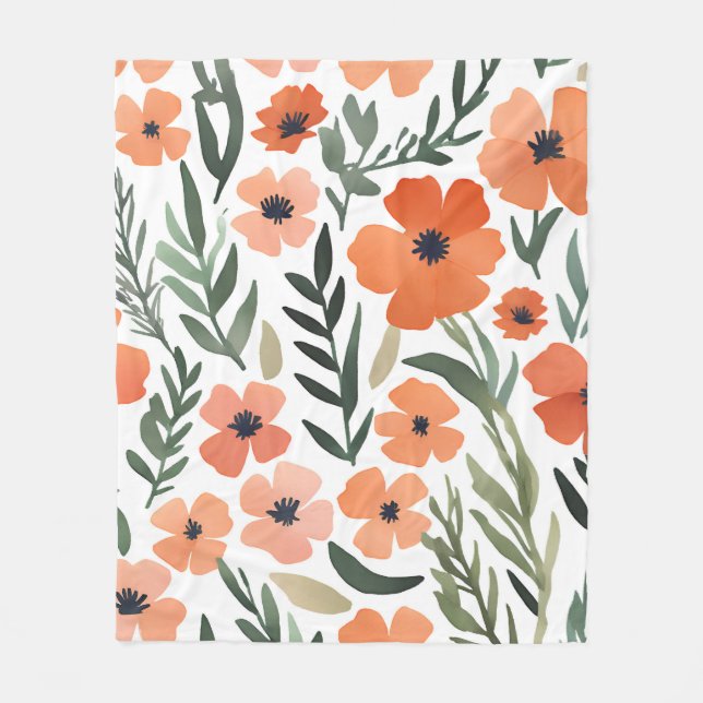 Manta Polar Terracotta Flor silvestre Rústica Boho lanzada por (Anverso)