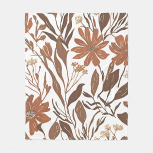 Manta Polar Terracotta Flor silvestre Rústica Boho lanzada por