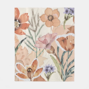 Manta Polar Terracotta Flor silvestre Rústica Boho lanzada por