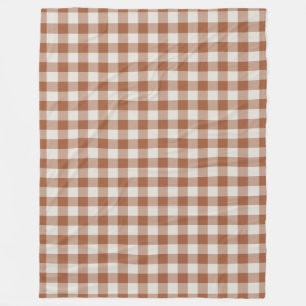Manta Polar Terracotta Gingham Check Pattern Fleece Blanket