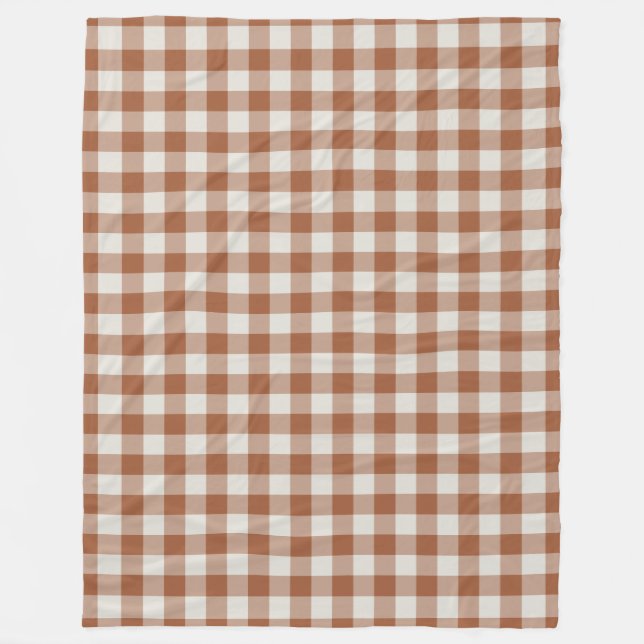 Manta Polar Terracotta Gingham Check Pattern Fleece Blanket (Anverso)