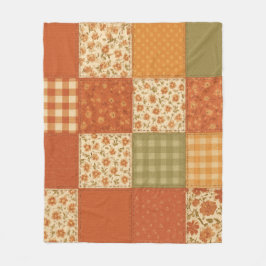 Manta Polar Terracotta Patchwork Quilt Rustic Farmhouse Floral