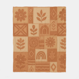 Manta Polar Terracotta Patchwork Quilt Rustic Farmhouse Floral